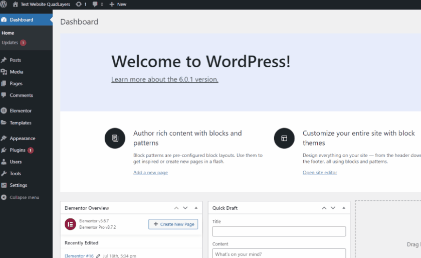 Access the Full Site Editor in WordPress - animation
