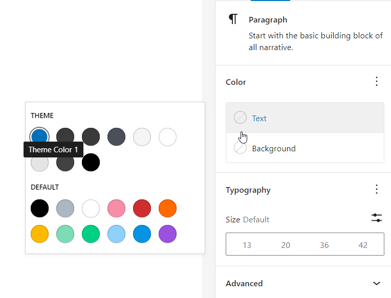color picker removed from Gutenberg editor