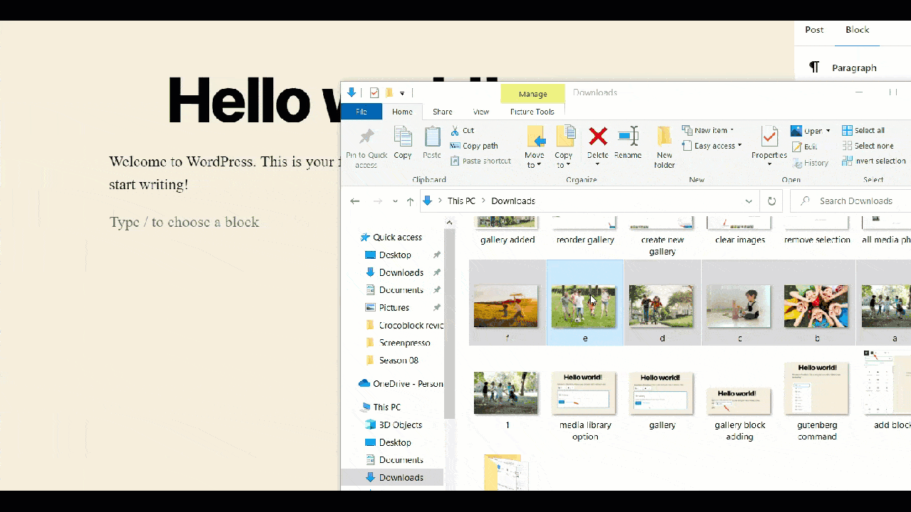 drag and drop to create image gallery