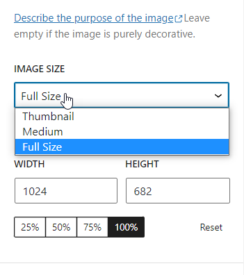 image sizes