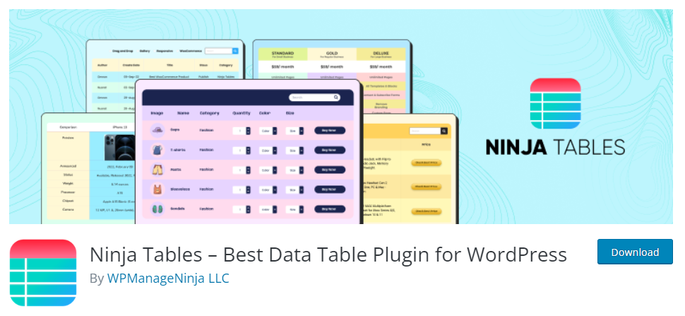 ninja tables - best wordpress table plugins